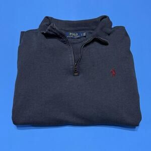 Polo Ralph Lauren Men L Navy 1/4 Zip Soft Lightweight Long Sleeve Polo Pullover